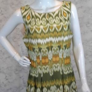 Gabby Skye Green Tie-Dye Look Fit and Flare Midi